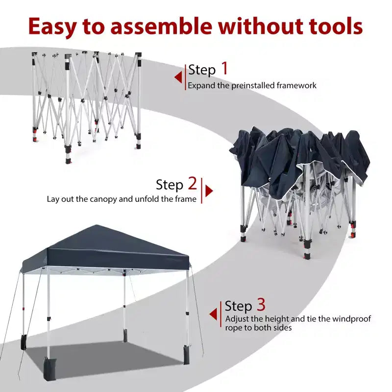 Outdoor Gazebo Tent, Portable Pop-Up Awning, Heavy-Duty Metal Frame Tent, Suitable for Patios, Courtyards, Parties, Beaches, and Outdoor Areas