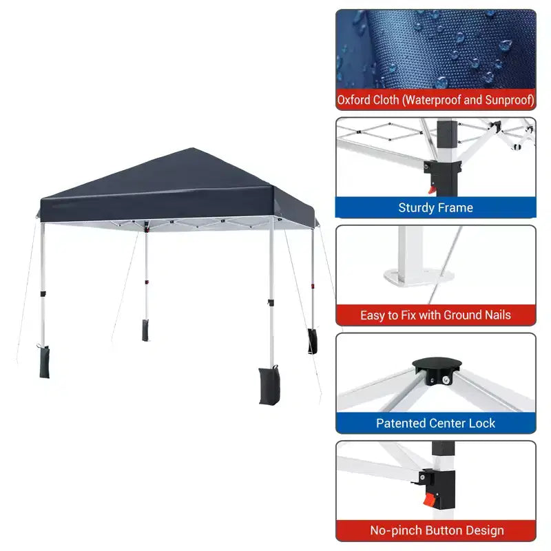 Outdoor Gazebo Tent, Portable Pop-Up Awning, Heavy-Duty Metal Frame Tent, Suitable for Patios, Courtyards, Parties, Beaches, and Outdoor Areas