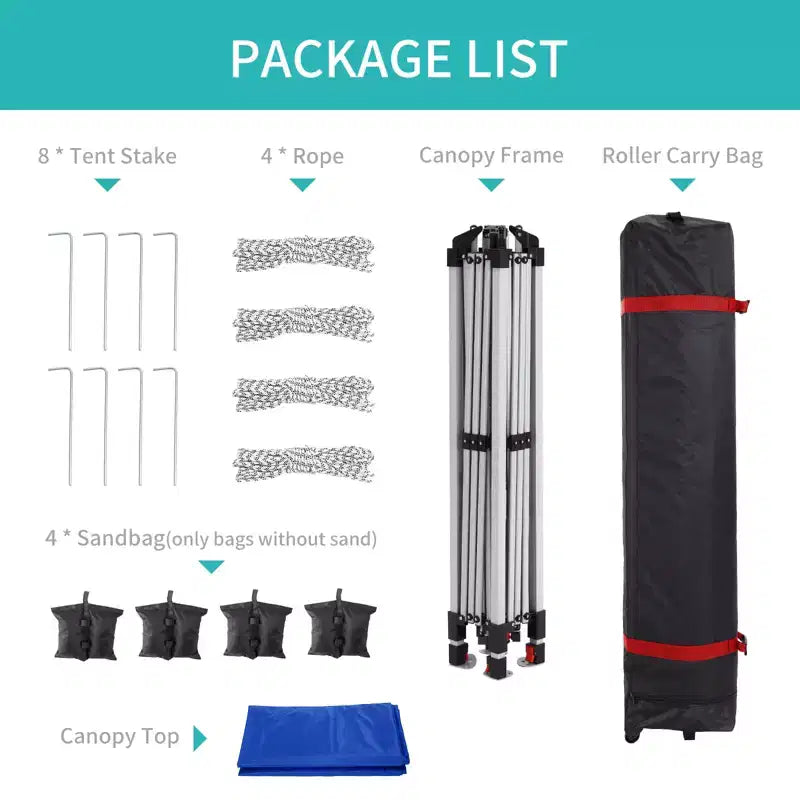 Outdoor Gazebo Tent, Portable Pop-Up Awning, Heavy-Duty Metal Frame Tent, Suitable for Patios, Courtyards, Parties, Beaches, and Outdoor Areas