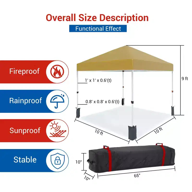 Outdoor Gazebo Tent, Portable Pop-Up Awning, Heavy-Duty Metal Frame Tent, Suitable for Patios, Courtyards, Parties, Beaches, and Outdoor Areas