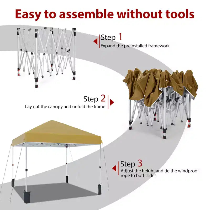 Outdoor Gazebo Tent, Portable Pop-Up Awning, Heavy-Duty Metal Frame Tent, Suitable for Patios, Courtyards, Parties, Beaches, and Outdoor Areas