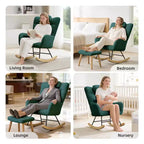 Nursery Rocking Chair, Teddy Upholstered Glider Rocking Chair with High Backrest, Armchair Reading Chair for Bedroom, Living Room, Without Ottoman