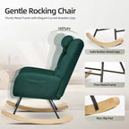 Nursery Rocking Chair, Teddy Upholstered Glider Rocking Chair with High Backrest, Armchair Reading Chair for Bedroom, Living Room, Without Ottoman