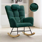 Nursery Rocking Chair, Teddy Upholstered Glider Rocking Chair with High Backrest, Armchair Reading Chair for Bedroom, Living Room, Without Ottoman