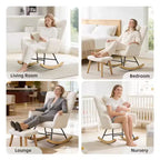 Nursery Rocking Chair, Teddy Upholstered Glider Rocking Chair with High Backrest, Armchair Reading Chair for Bedroom, Living Room, Without Ottoman
