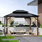 10*14FT Hard-Roof Gazebo, All Weather Conditions, Double-Roofed, Aluminum Frame, Suitable for Patios, Terraces, Backyards, Lawns, and Gardens