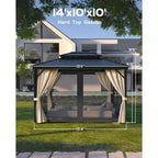 10*14FT Hard-Roof Gazebo, All Weather Conditions, Double-Roofed, Aluminum Frame, Suitable for Patios, Terraces, Backyards, Lawns, and Gardens