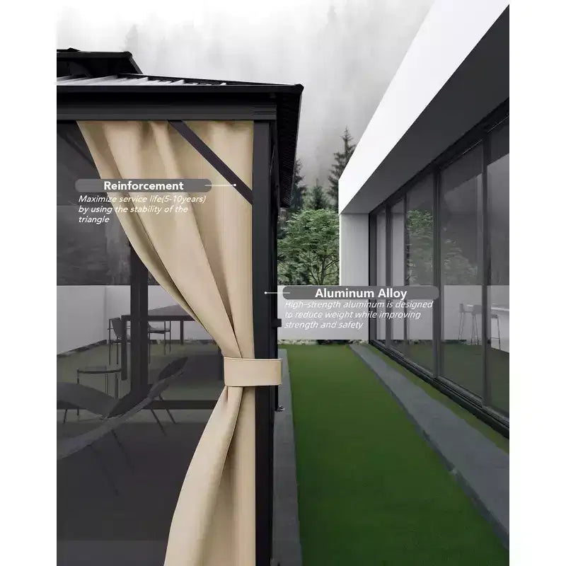 10*14FT Hard-Roof Gazebo, All Weather Conditions, Double-Roofed, Aluminum Frame, Suitable for Patios, Terraces, Backyards, Lawns, and Gardens