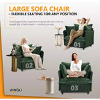 VINGLI Accent Chairs , Green 34 Width Oversized Reading Chair Upholstered Armchair Soft Chenille Fabric Living Room Chairs Sofa