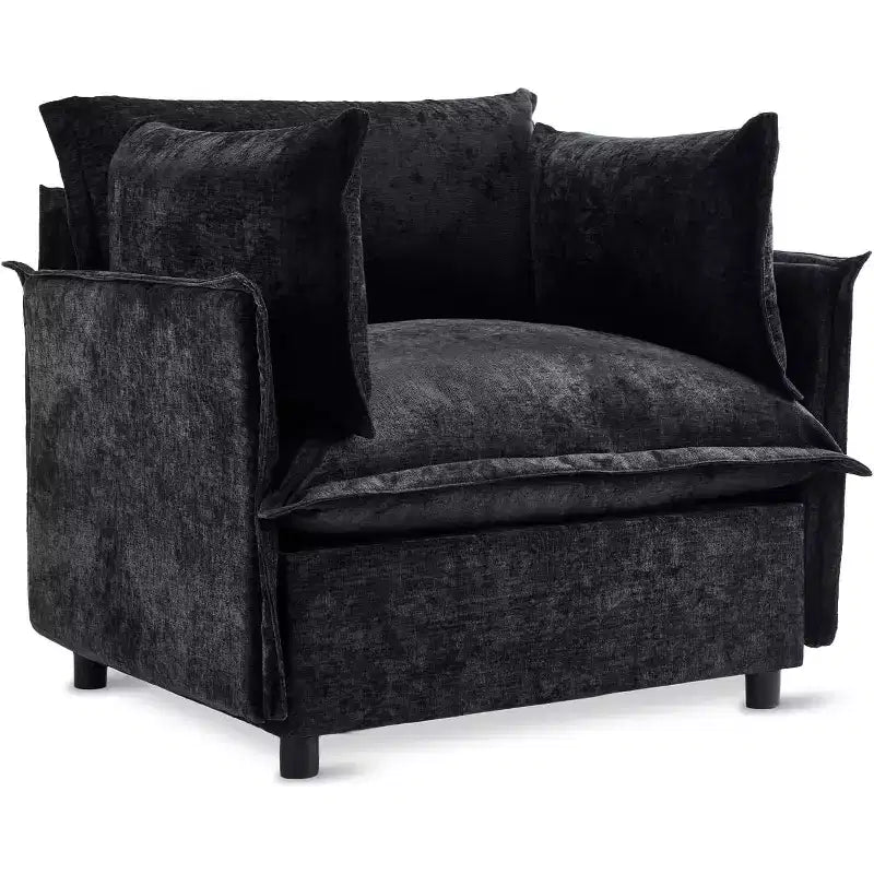 VINGLI Accent Chairs , Green 34 Width Oversized Reading Chair Upholstered Armchair Soft Chenille Fabric Living Room Chairs Sofa