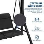 Outdoor Swing Chair with Adjustable Canopy, 3-Person Outdoor Patio SwingChair with Adjustable Tilt Shade, Porch Swing 3 Seater with Canopy