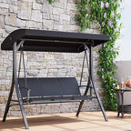 Outdoor Swing Chair with Adjustable Canopy, 3-Person Outdoor Patio SwingChair with Adjustable Tilt Shade, Porch Swing 3 Seater with Canopy