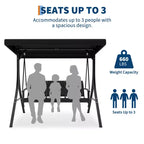 Outdoor Swing Chair with Adjustable Canopy, 3-Person Outdoor Patio SwingChair with Adjustable Tilt Shade, Porch Swing 3 Seater with Canopy
