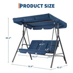 Outdoor Swing Chair with Adjustable Canopy, 3-Person Outdoor Patio SwingChair with Adjustable Tilt Shade, Porch Swing 3 Seater with Canopy