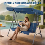 Outdoor Swing Chair with Adjustable Canopy, 3-Person Outdoor Patio SwingChair with Adjustable Tilt Shade, Porch Swing 3 Seater with Canopy