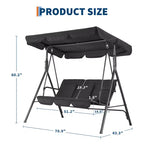 Outdoor Swing Chair with Adjustable Canopy, 3-Person Outdoor Patio SwingChair with Adjustable Tilt Shade, Porch Swing 3 Seater with Canopy