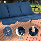 Outdoor Swing Chair with Adjustable Canopy, 3-Person Outdoor Patio SwingChair with Adjustable Tilt Shade, Porch Swing 3 Seater with Canopy