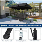 Outdoor Swing Chair with Adjustable Canopy, 3-Person Outdoor Patio SwingChair with Adjustable Tilt Shade, Porch Swing 3 Seater with Canopy