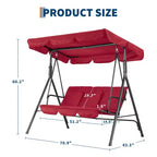 Outdoor Swing Chair with Adjustable Canopy, 3-Person Outdoor Patio SwingChair with Adjustable Tilt Shade, Porch Swing 3 Seater with Canopy