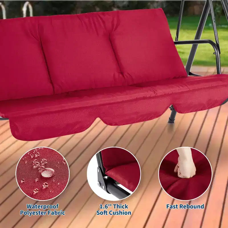 Outdoor Swing Chair with Adjustable Canopy, 3-Person Outdoor Patio SwingChair with Adjustable Tilt Shade, Porch Swing 3 Seater with Canopy