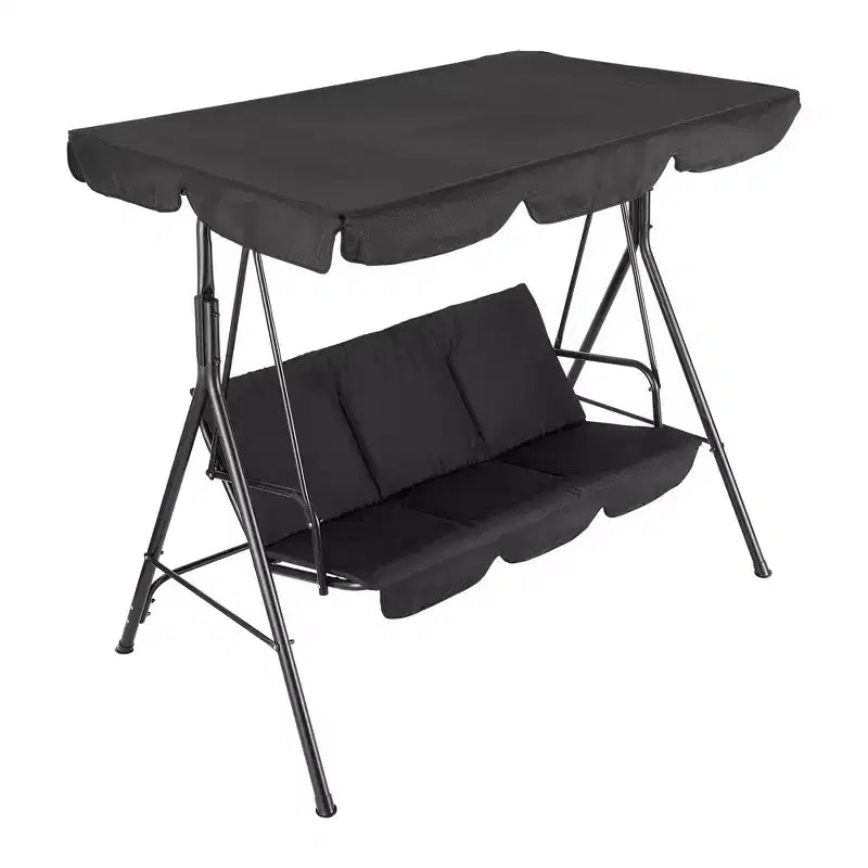 Outdoor Swing Chair with Adjustable Canopy, 3-Person Outdoor Patio SwingChair with Adjustable Tilt Shade, Porch Swing 3 Seater with Canopy