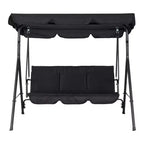 Outdoor Swing Chair with Adjustable Canopy, 3-Person Outdoor Patio SwingChair with Adjustable Tilt Shade, Porch Swing 3 Seater with Canopy
