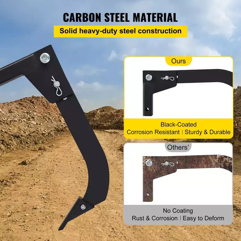 VEVOR Hitch Mounted Ripper, 16\ Shank Length Box Scraper Shank, 4 Hole Site Box Blade for Tractor, 2 Locating Pins Ripper Shank, Black