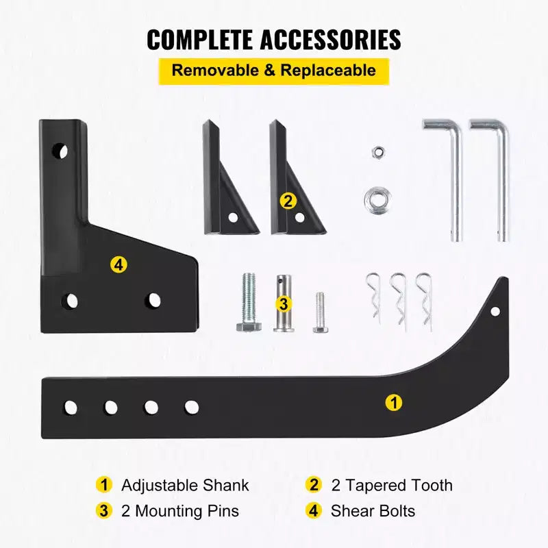VEVOR Hitch Mounted Ripper, 16\ Shank Length Box Scraper Shank, 4 Hole Site Box Blade for Tractor, 2 Locating Pins Ripper Shank, Black