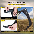 VEVOR Hitch Mounted Ripper, 16\ Shank Length Box Scraper Shank, 4 Hole Site Box Blade for Tractor, 2 Locating Pins Ripper Shank, Black