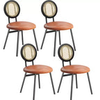 Rattan Dining Chairs with Thicken Upholstered and Metal Legs for Living Room