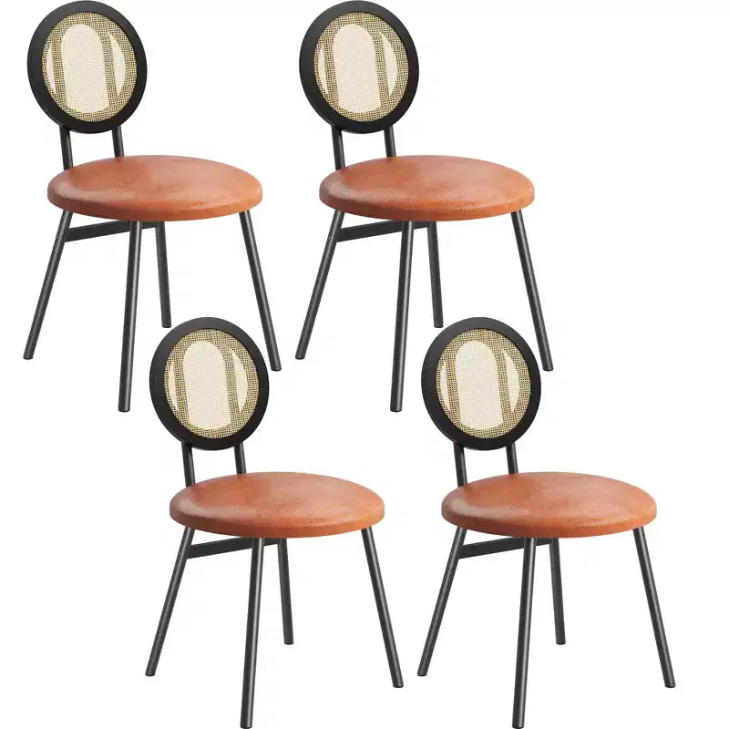 Rattan Dining Chairs with Thicken Upholstered and Metal Legs for Living Room