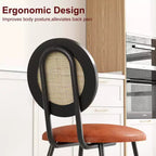 Rattan Dining Chairs with Thicken Upholstered and Metal Legs for Living Room
