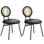 Rattan Dining Chairs with Thicken Upholstered and Metal Legs for Living Room