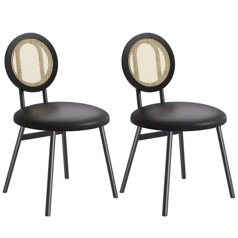 Rattan Dining Chairs with Thicken Upholstered and Metal Legs for Living Room