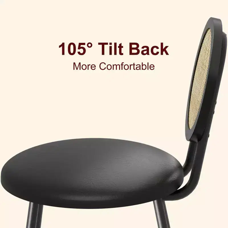Rattan Dining Chairs with Thicken Upholstered and Metal Legs for Living Room