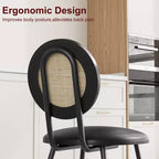 Rattan Dining Chairs with Thicken Upholstered and Metal Legs for Living Room