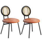 Rattan Dining Chairs with Thicken Upholstered and Metal Legs for Living Room