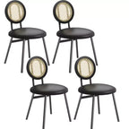 Rattan Dining Chairs with Thicken Upholstered and Metal Legs for Living Room