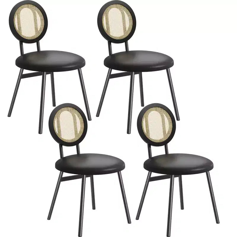 Rattan Dining Chairs with Thicken Upholstered and Metal Legs for Living Room