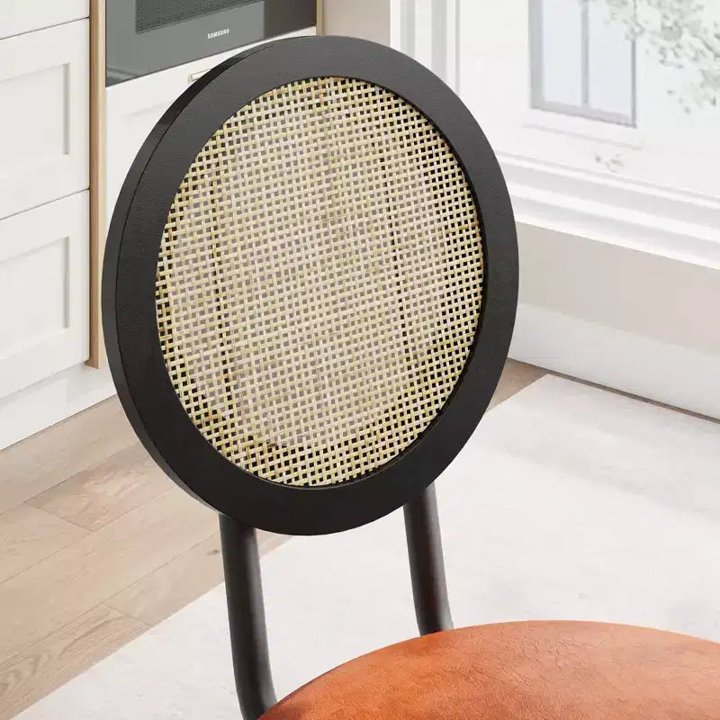 Rattan Dining Chairs with Thicken Upholstered and Metal Legs for Living Room