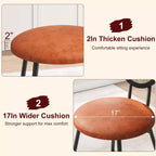 Rattan Dining Chairs with Thicken Upholstered and Metal Legs for Living Room