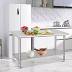 Garvee 60 x 24 Commercial Work Table, Heavy Duty Stainless Steel Prep Table for Kitchen, Restaurant