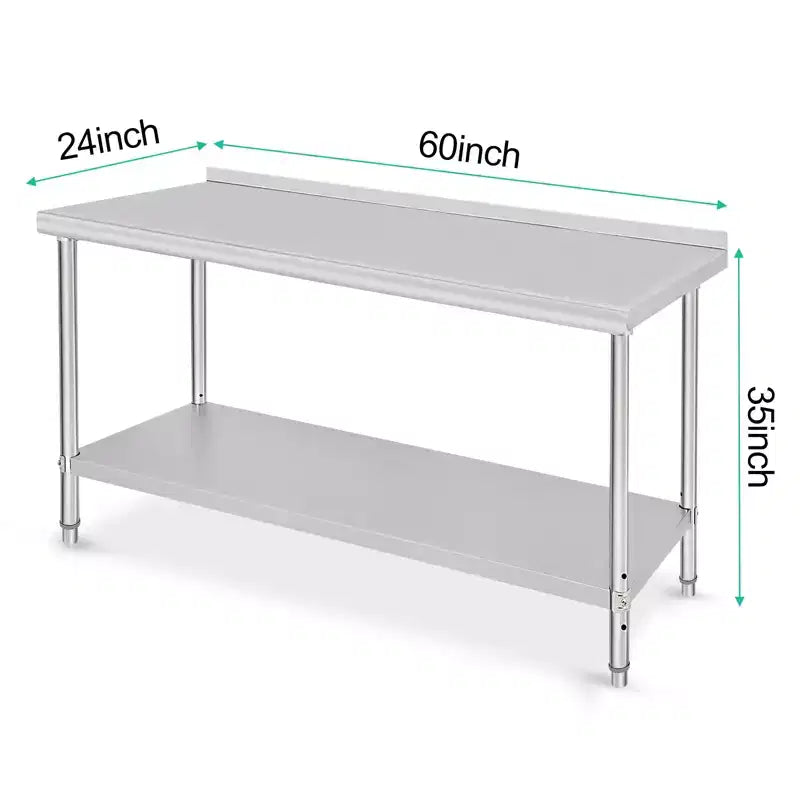 Garvee 60 x 24 Commercial Work Table, Heavy Duty Stainless Steel Prep Table for Kitchen, Restaurant