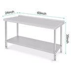 Garvee 60 x 24 Commercial Work Table, Heavy Duty Stainless Steel Prep Table for Kitchen, Restaurant