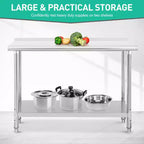 Garvee 60 x 24 Commercial Work Table, Heavy Duty Stainless Steel Prep Table for Kitchen, Restaurant