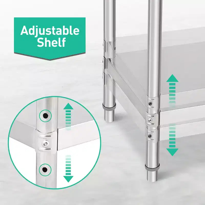 Garvee 60 x 24 Commercial Work Table, Heavy Duty Stainless Steel Prep Table for Kitchen, Restaurant