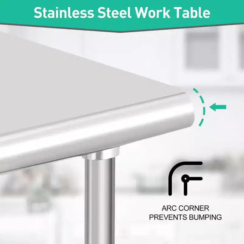 Garvee 60 x 24 Commercial Work Table, Heavy Duty Stainless Steel Prep Table for Kitchen, Restaurant