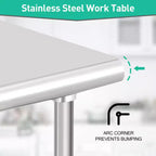 Garvee 60 x 24 Commercial Work Table, Heavy Duty Stainless Steel Prep Table for Kitchen, Restaurant