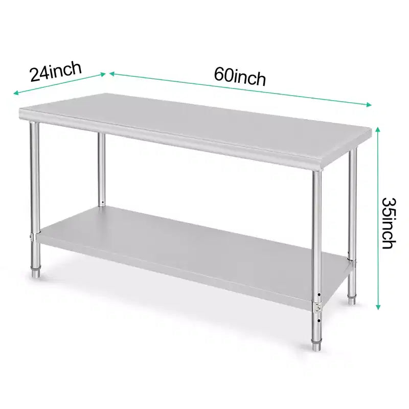 Garvee 60 x 24 Commercial Work Table, Heavy Duty Stainless Steel Prep Table for Kitchen, Restaurant