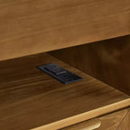 Mid-Century Modern Nightstand with Charging Station 2-Drawer Door Cabinet Fluted Design Lockable (W1801P303392)